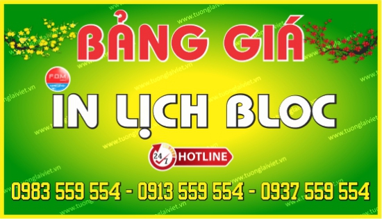 Bảng Giá Lịch Bloc Treo Tường
